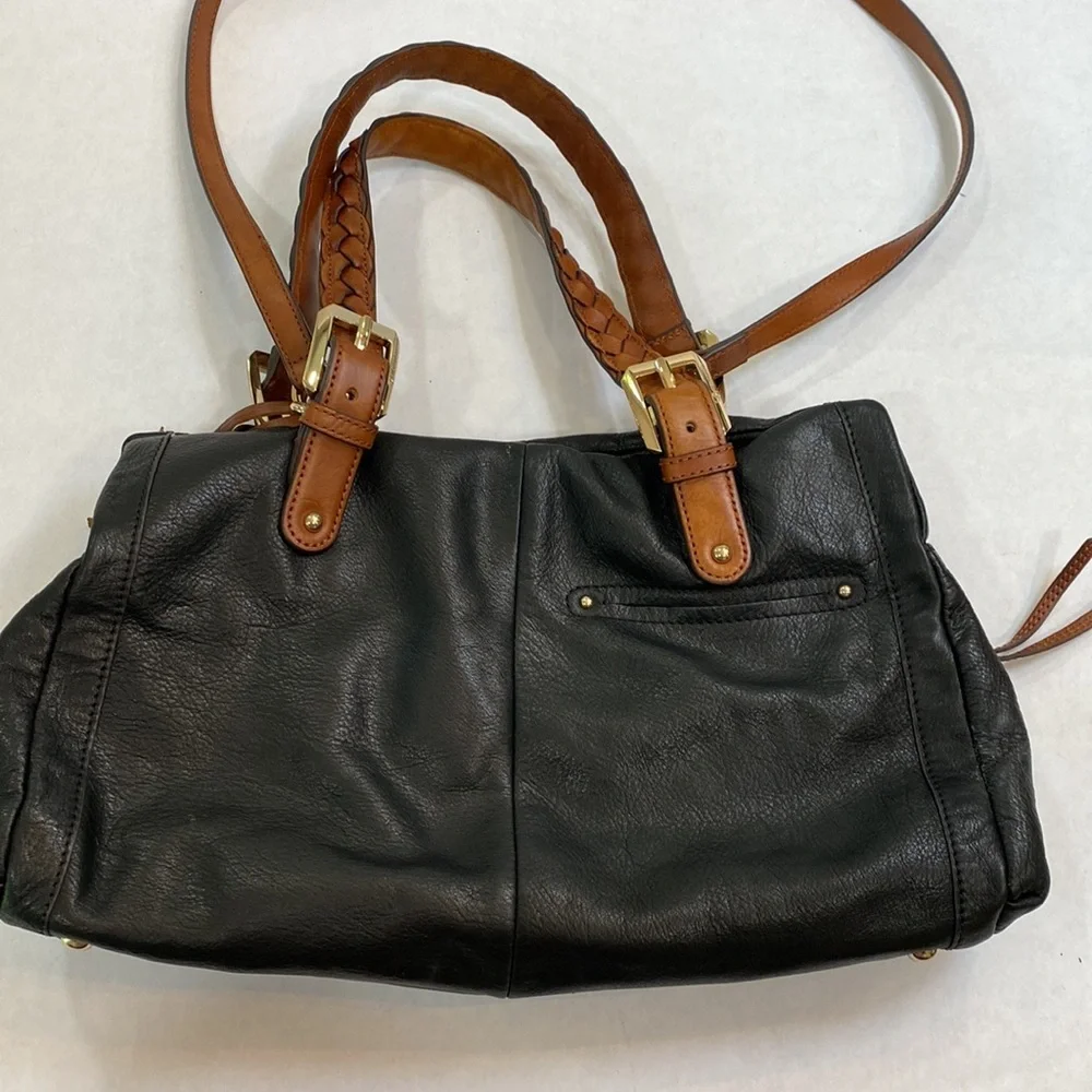 B. Makowsky satchel bag‎ black with brown accents